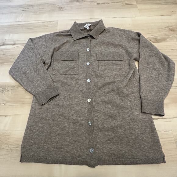 & Other Stories Women XS Sweater Wool Blend Button Up Oversized Beige - Picture 2 of 10